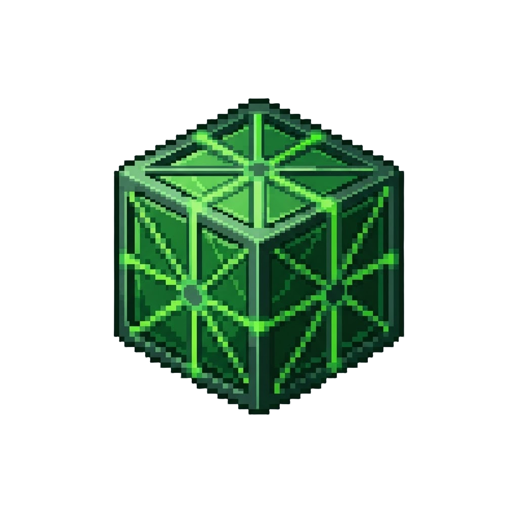 A Glowing Green Geometric Sci-fi Grid