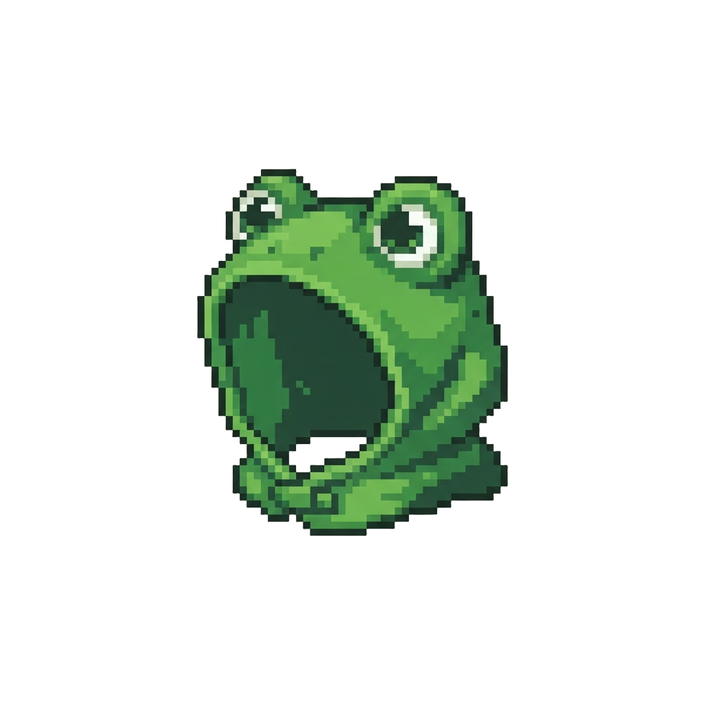 A Shiny Green Frog Hood with Big Eyes