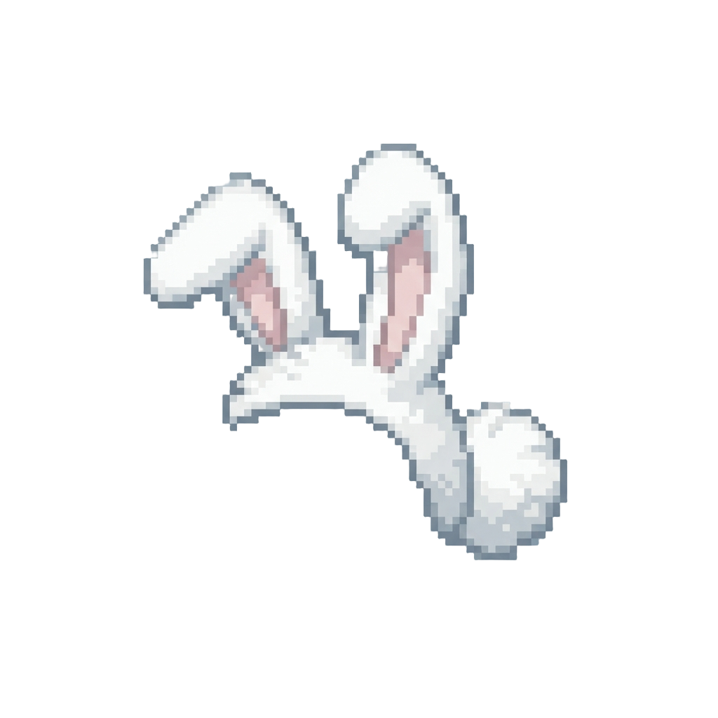 A Pair of Soft White Bunny Ears and a Fluffy Tail