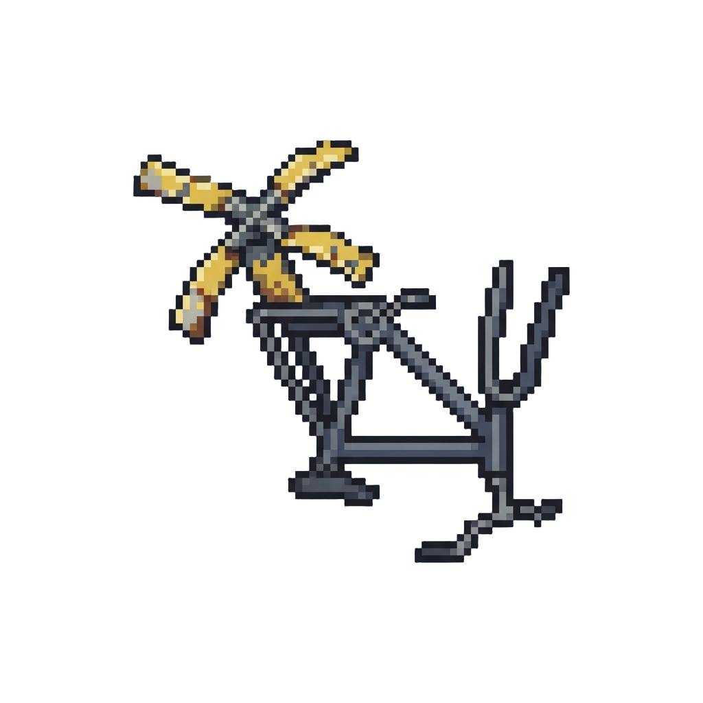 A Bent Tail Rotor Stuck on an Upside-down Bicycle Frame
