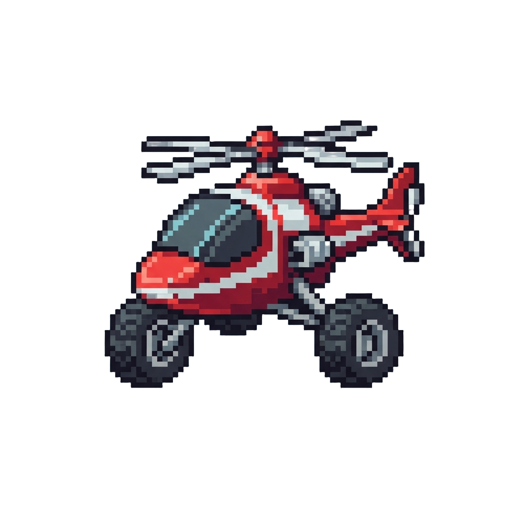 A Classic Red-and-white Rotor Wing with Off-road Motorcycle Tires