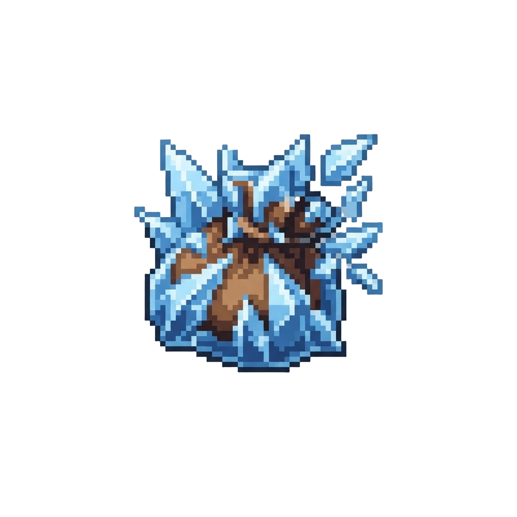 A Frost Spell That Instantly Freezes the Bag Solid Before It Shatters Into Ice Shards