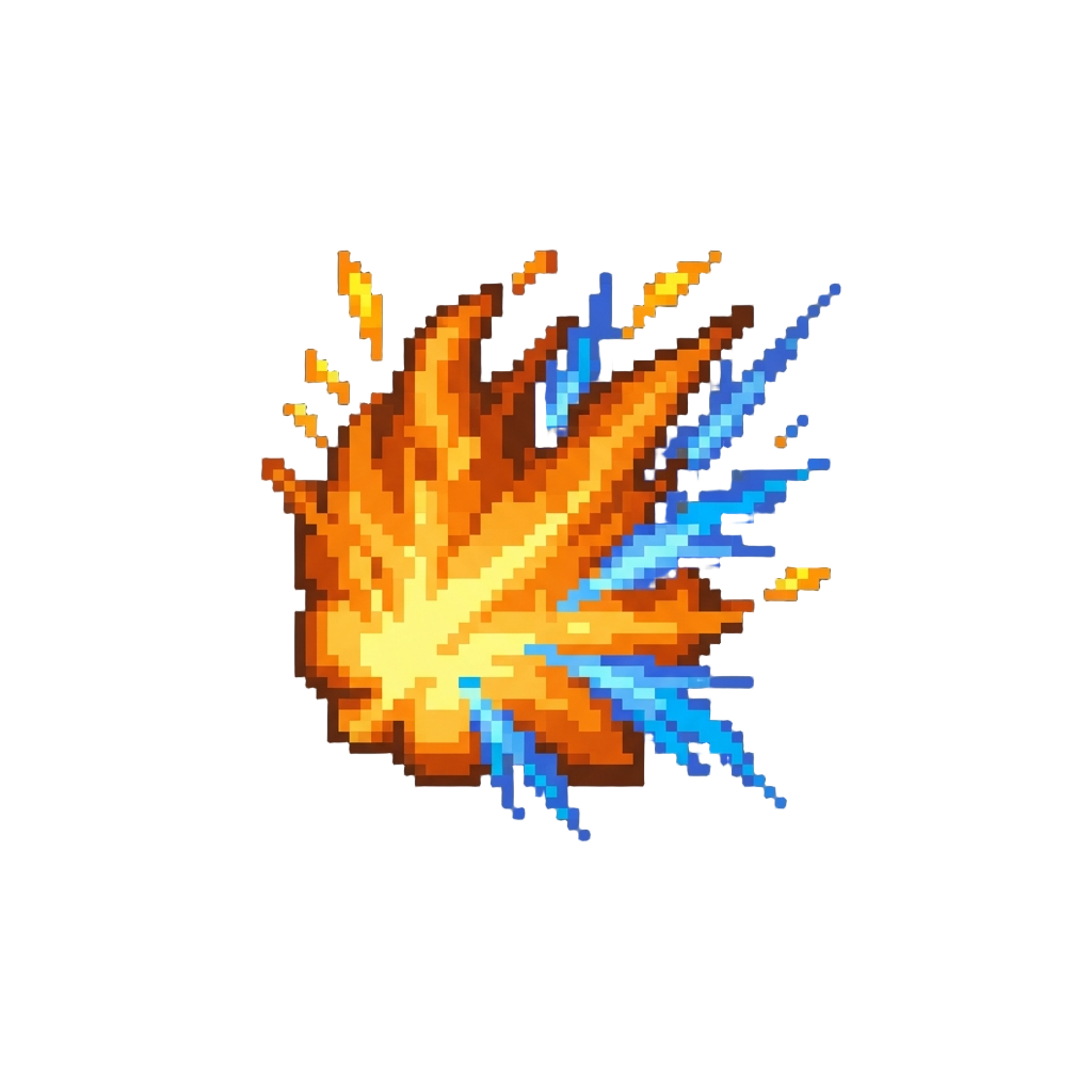 A Fiery Orange and Blue Sparks Explosion