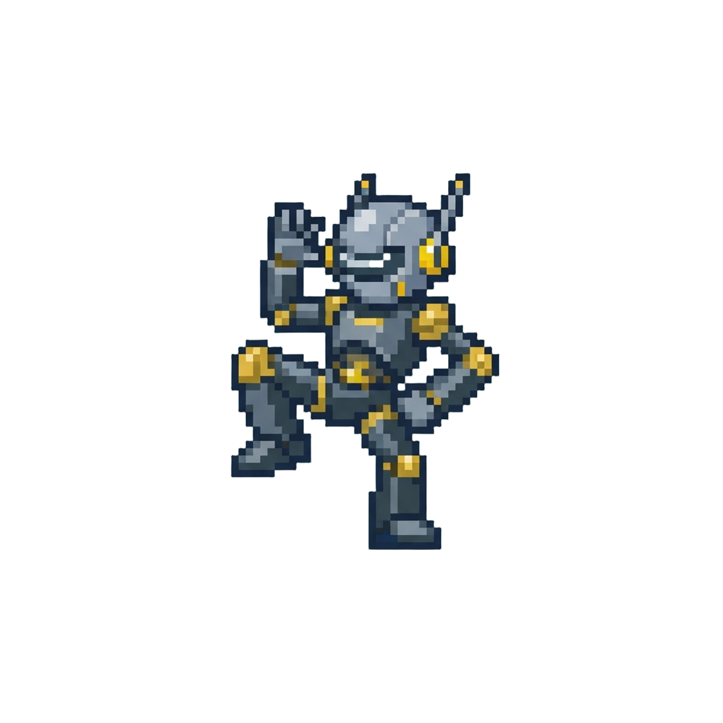 A Hyper-stylized Robot Pop and Lock Freeze Pose