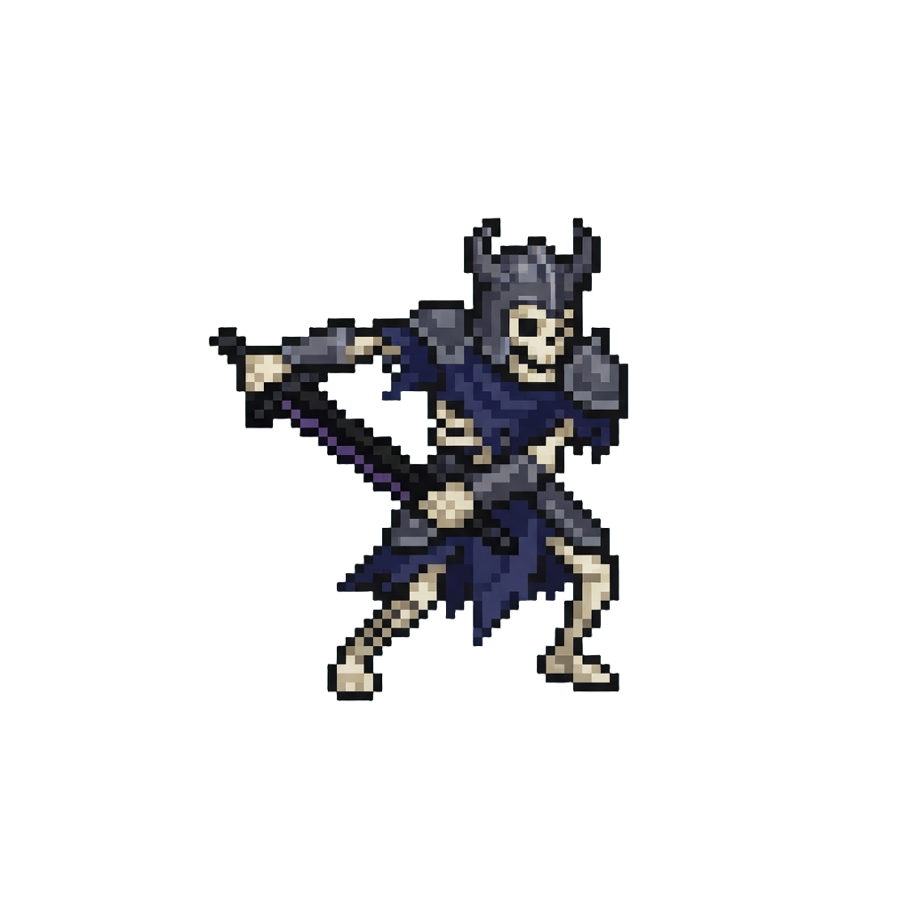 A Skeletal Phantom Knight Swinging a Dark Blade