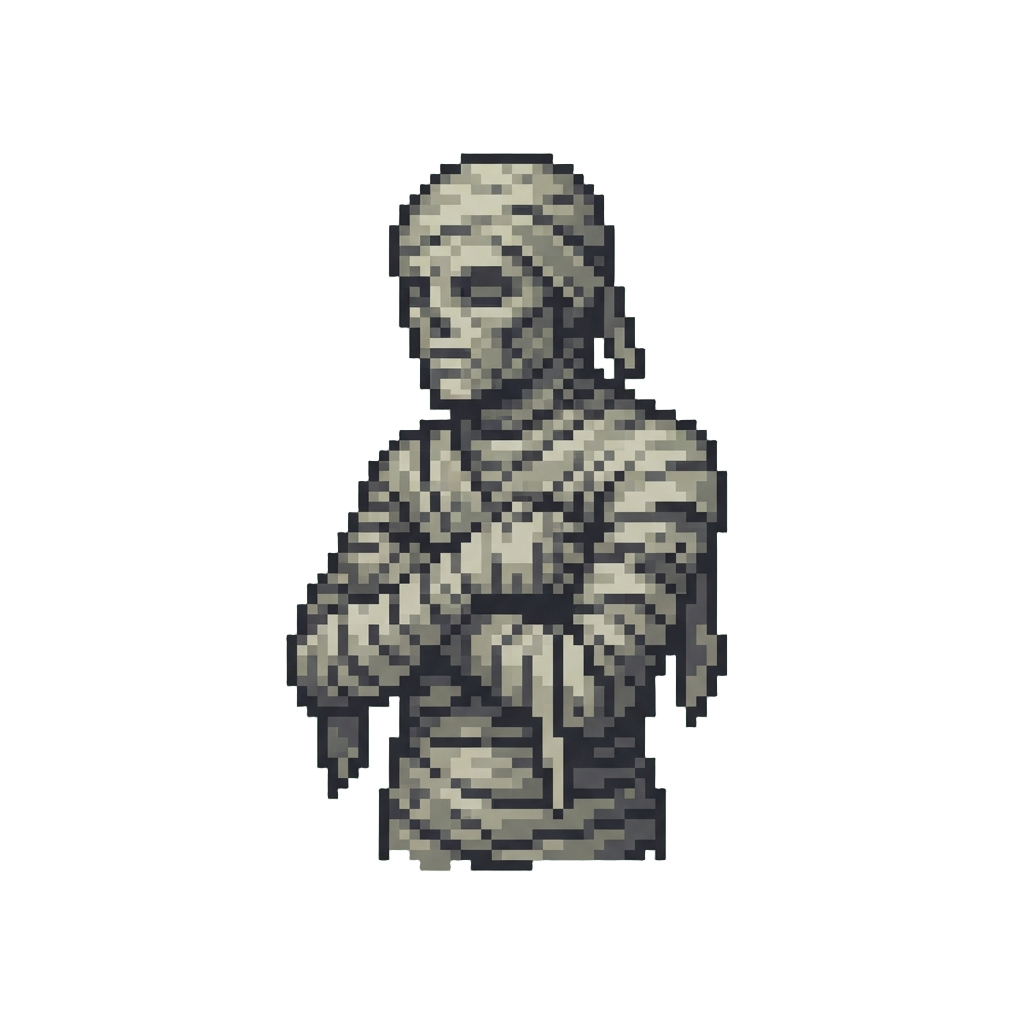 A Vintage Monochrome Mummy Wrapped in Ancient Bandages