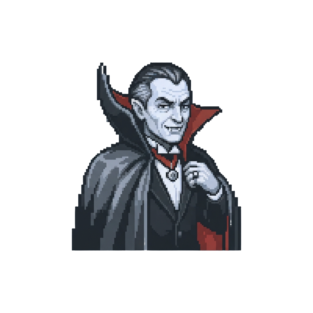 A Vintage Monochrome Dracula Vampire with a High Cape