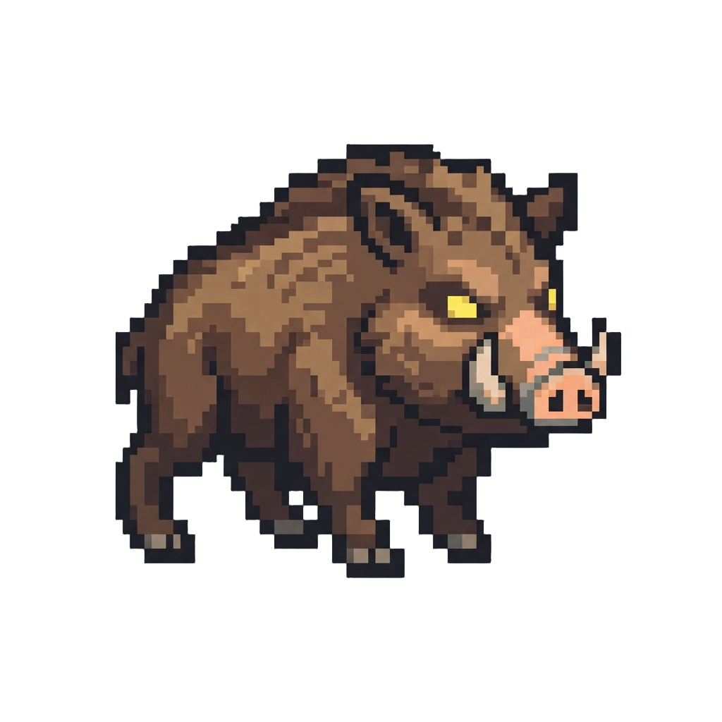 A Wild Boar Creature with Glowing Yellow Eyes