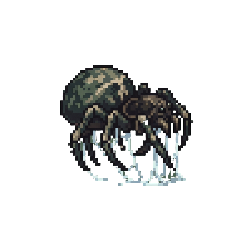 A Giant Dark Forest Spider Dripping with Silk
