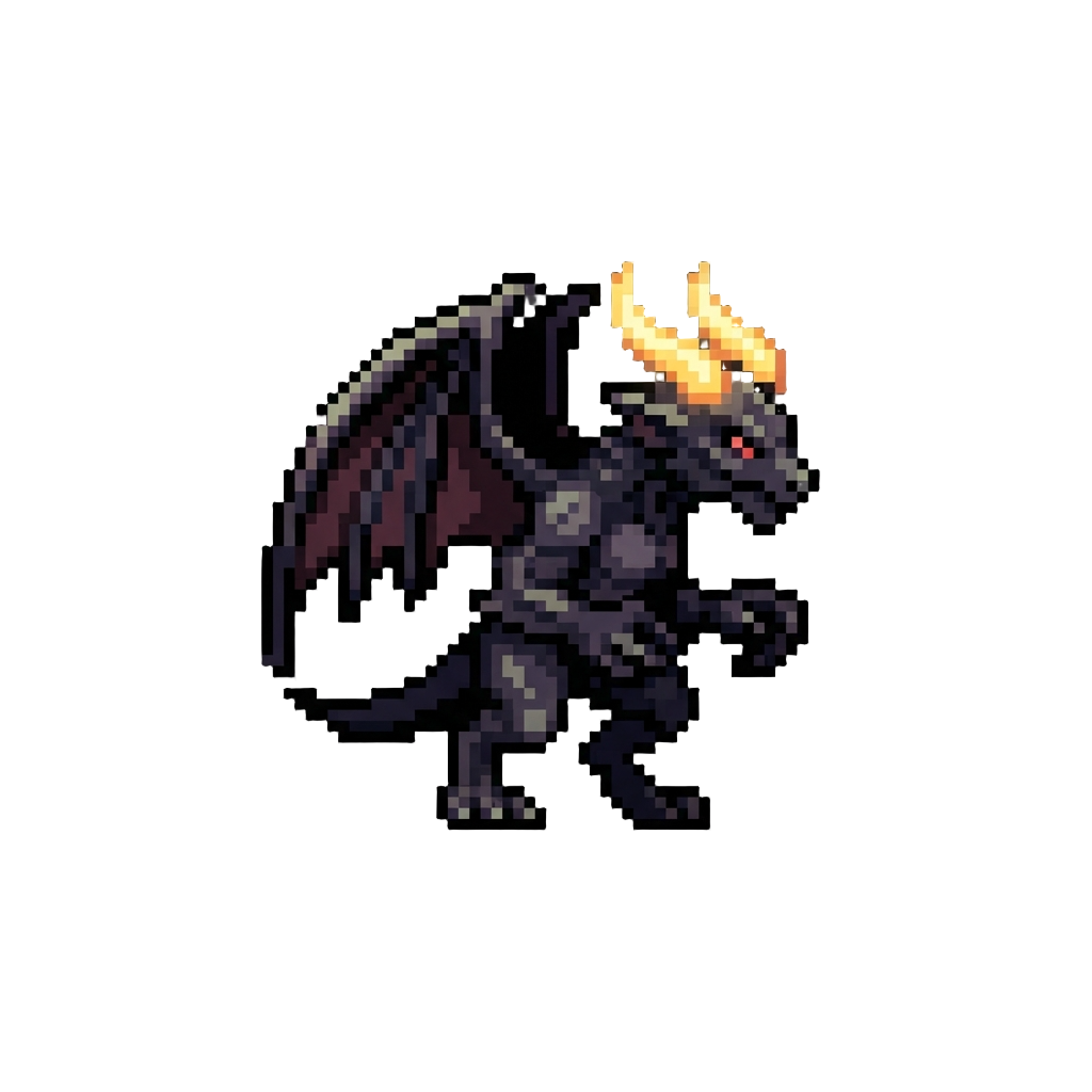 A Shadowy Winged Demon with Glowing Horns