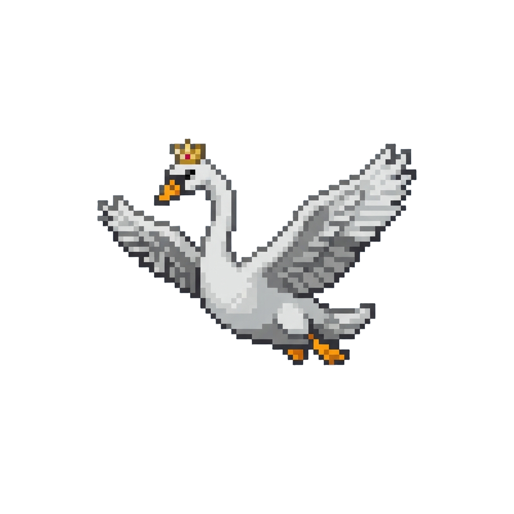 A Full Flying Swan with Arms Spread Wide