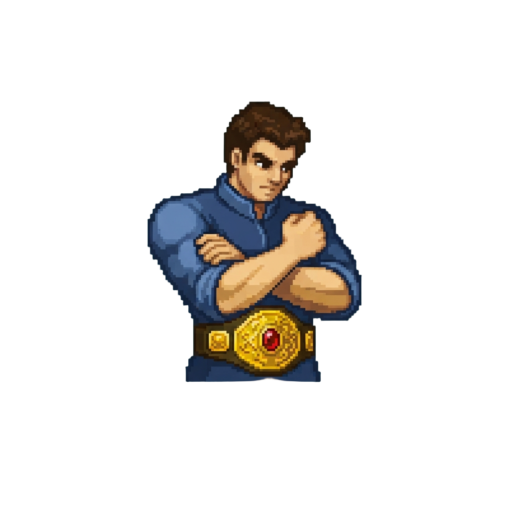 A Confident Arm-cross with a Dramatic Nod Toward the Championship Belt