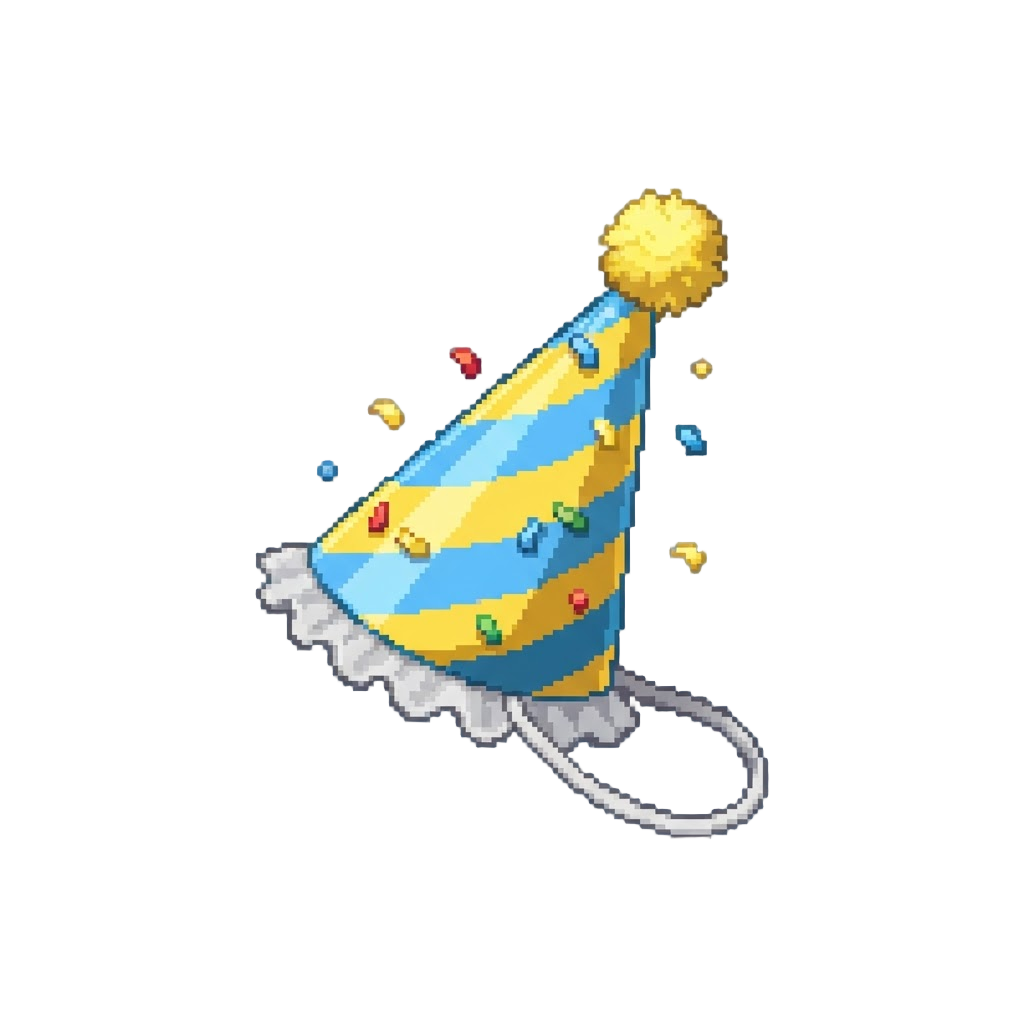 A Tilted Party Hat with Confetti