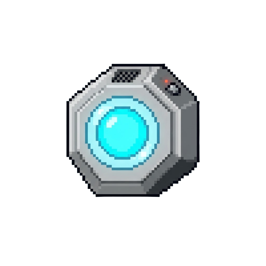 A Glowing Space Translator Badge