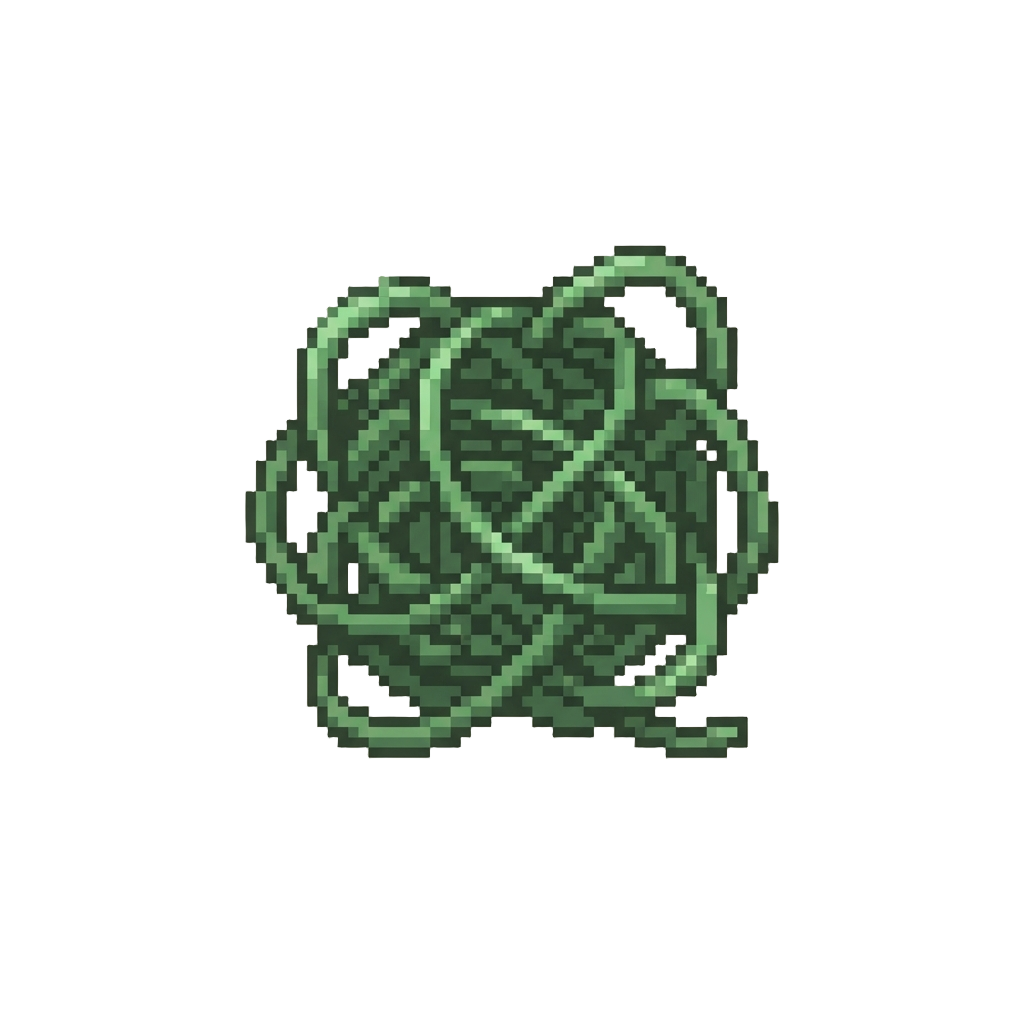 A Tangled Knot of Green Fishing Line