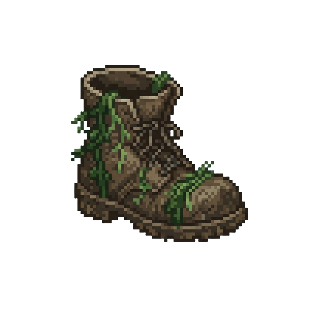 An Old Soggy Boot Covered in Seaweed