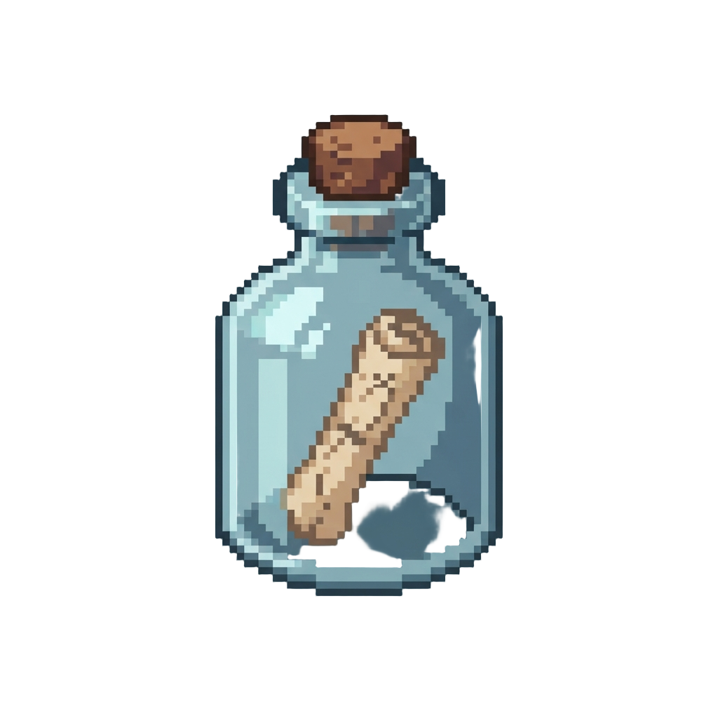 A Polished Message Bottle with a Tiny Map Inside