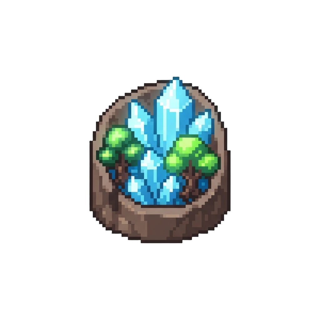 A Glowing Crystal Forest Diorama