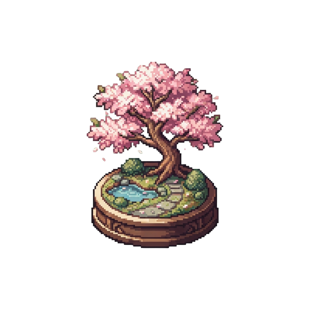 A Blooming Cherry Blossom Garden Diorama