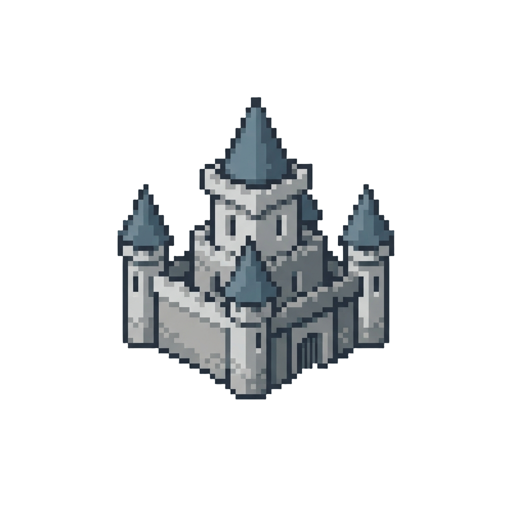 A Flat Ink Sketch of a Castle