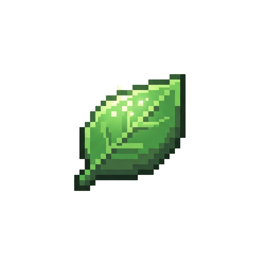 A Glowing Green Leaf Token
