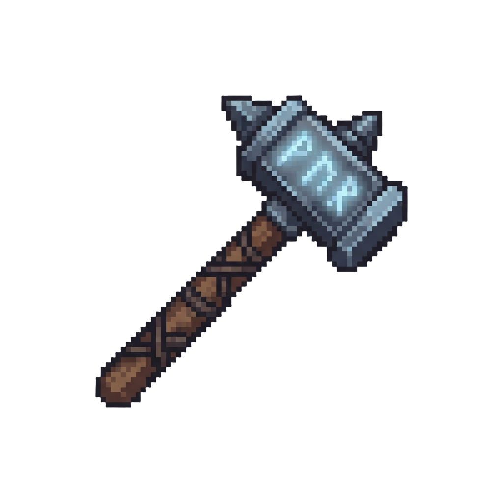 A Glowing Runic War Hammer