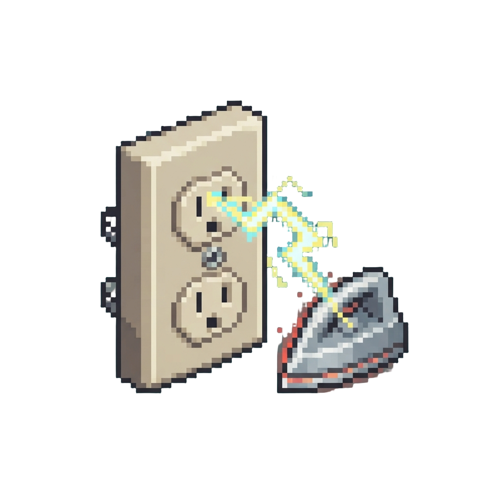 A Malfunctioning Wall Outlet Shooting a Cartoon Lightning Arc at @image1