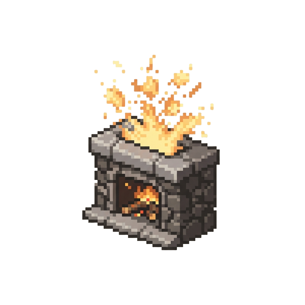 A Misbehaving Fireplace Erupting in a Shower of Harmless Cartoon Sparks on @image1