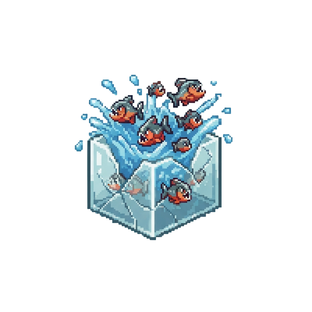 A Swarm of Hyperactive Piranhas Splashing From a Broken Tank