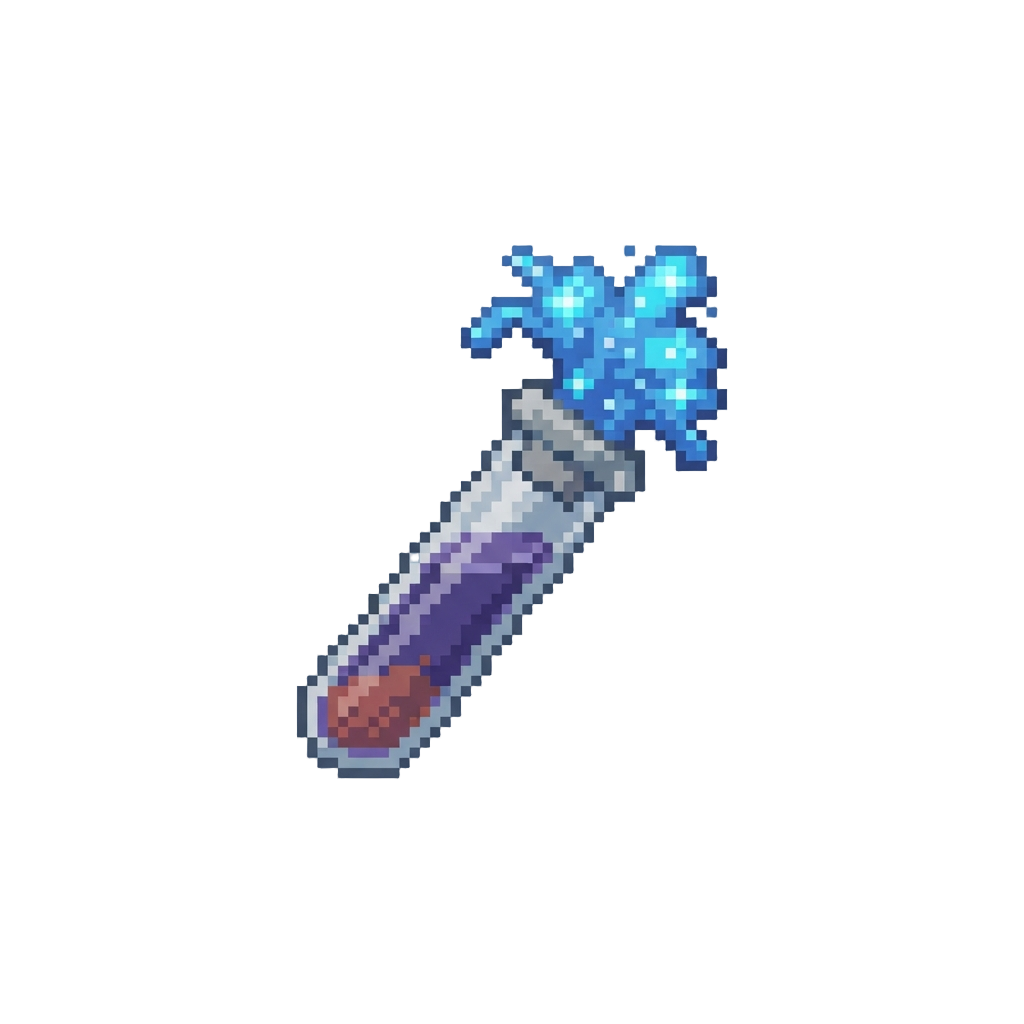 A Rogue Science Kit Tube Shooting a Fountain of Sparkly Blue Foam Onto @image1