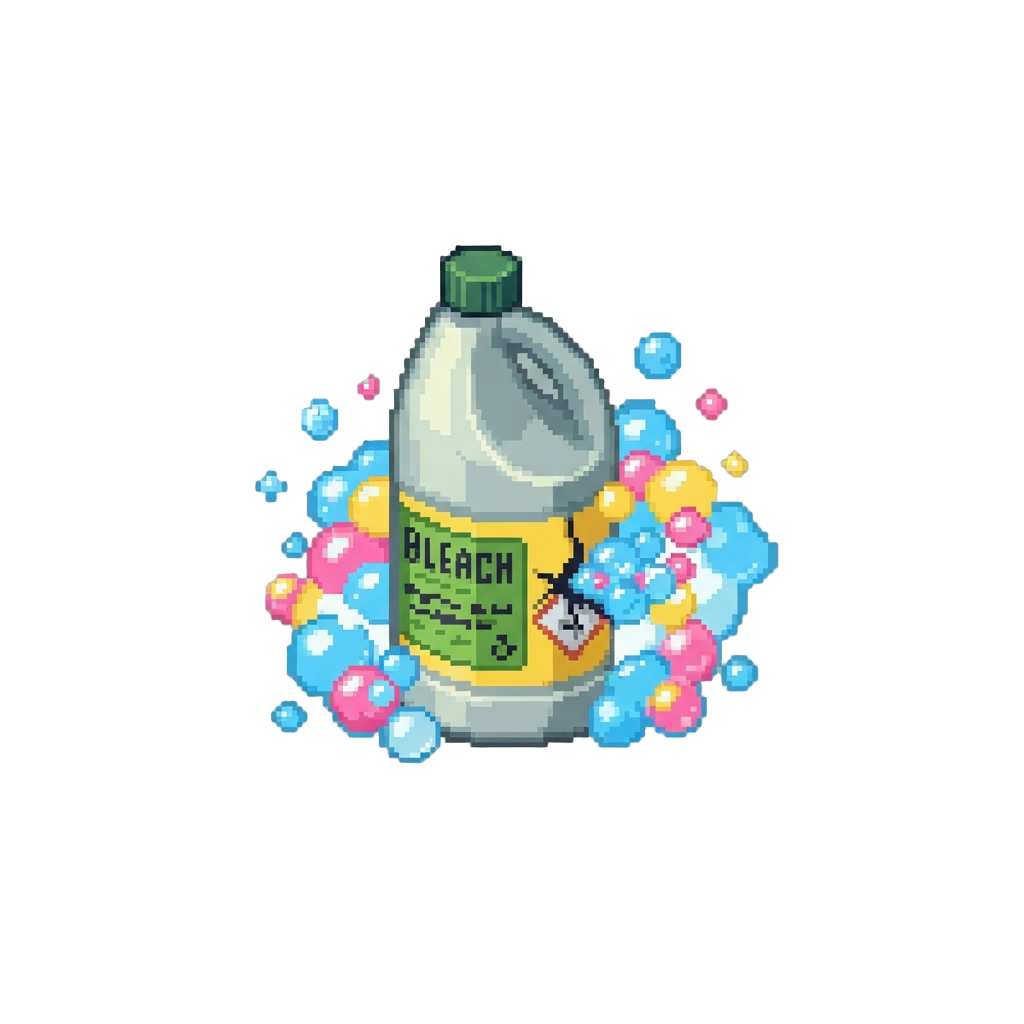 A Leaky Bleach and Ammonia Bottle Reaction Creating a Cloud of Colorful Bubbles Around @image1