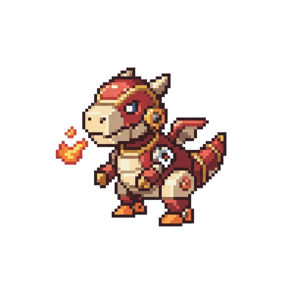 A Runaway Toy Dragon Robot Breathing Comical Flame Puffs on @image1