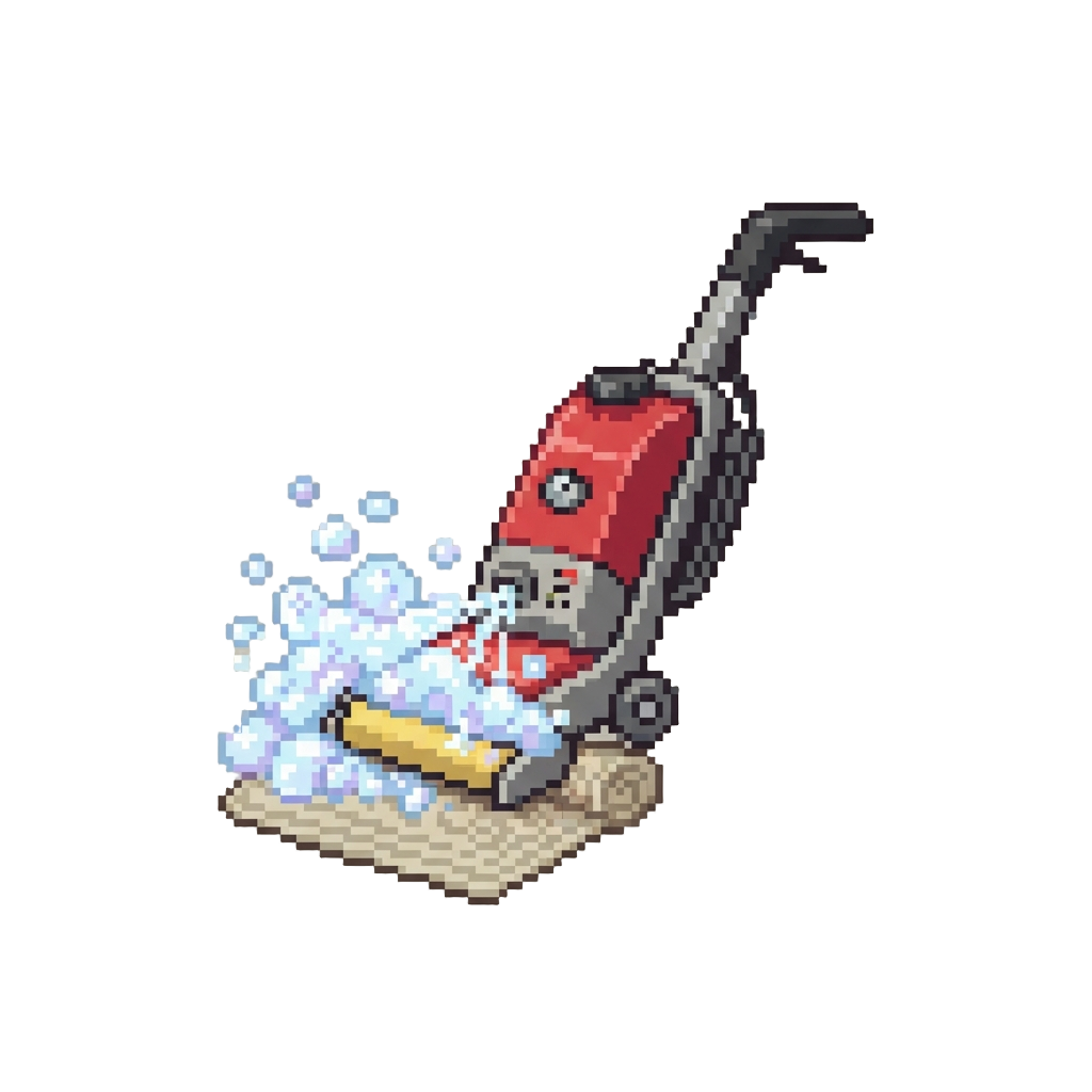 A Runaway Carpet Cleaning Machine Spraying Dynamic Foaming Bubbles Over @image1