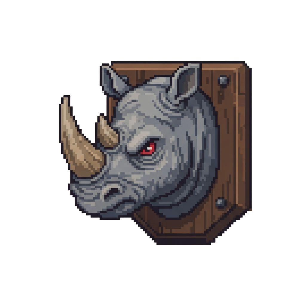 A Towering Angry Rhino Pinned to the Wall