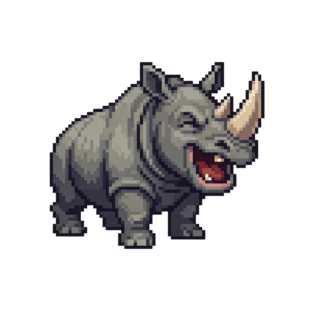 A Towering Angry Rhino Laughing