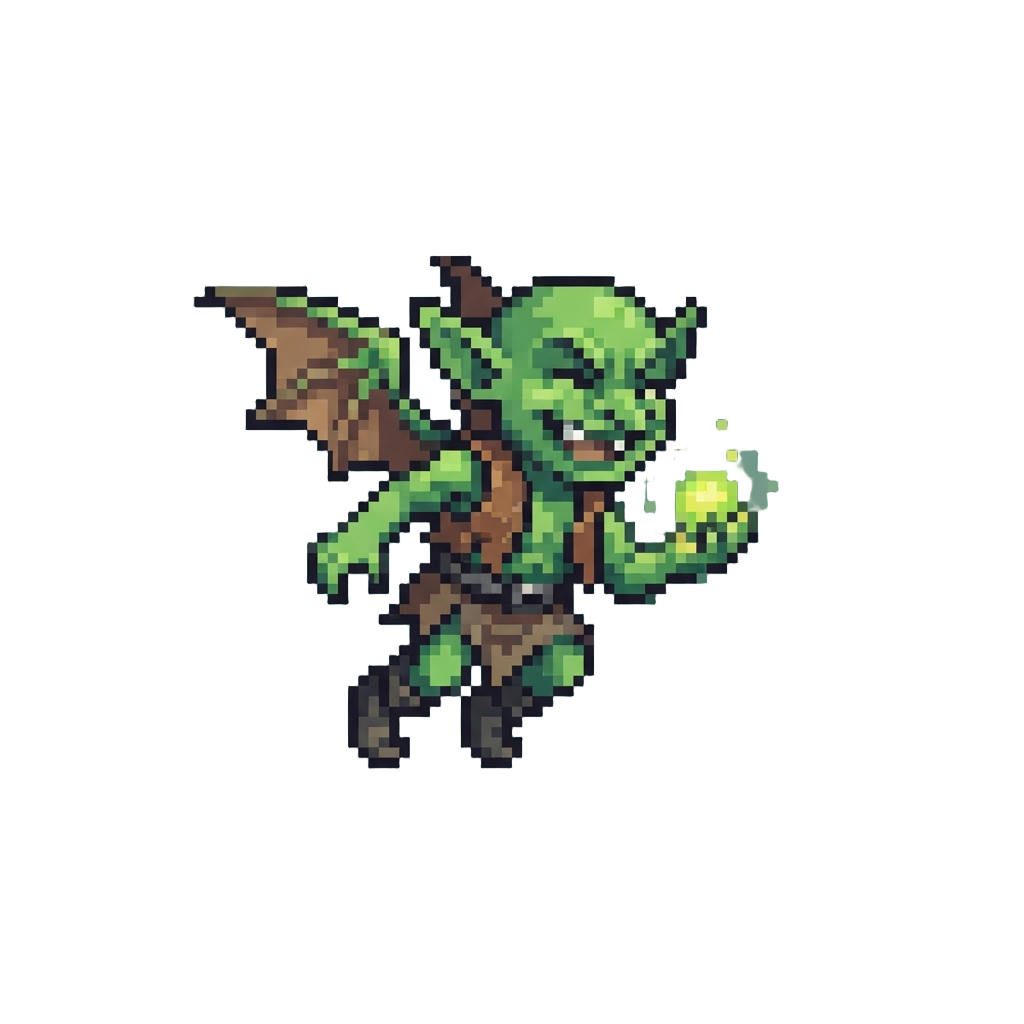 A Glowing Green Goblin Flying Away Laughingly