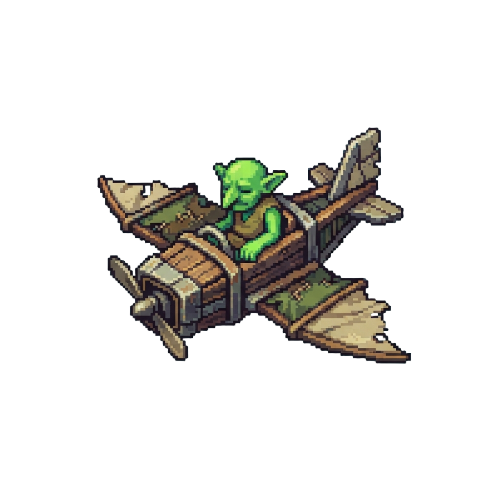 A Glowing Green Goblin on a Stalled Glider