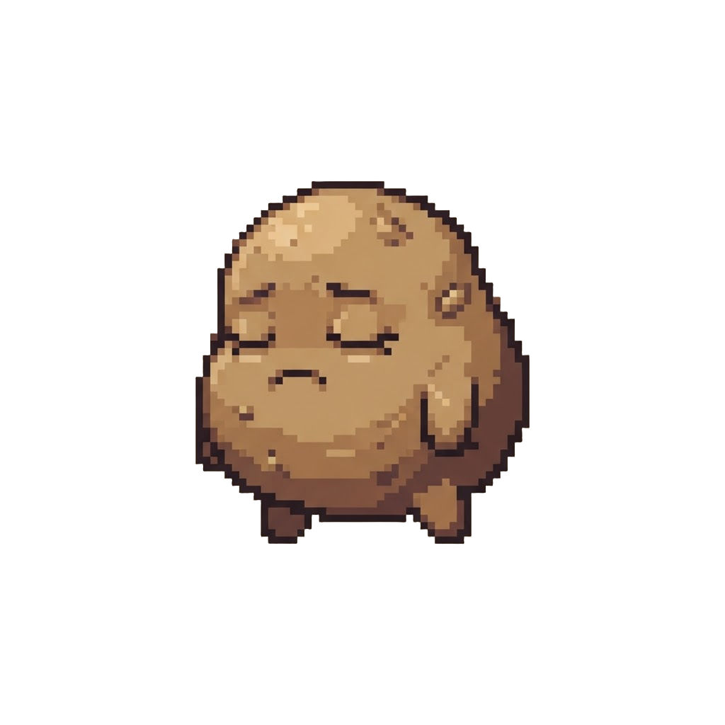 A Sleepy Potato Creature with Tiny Legs