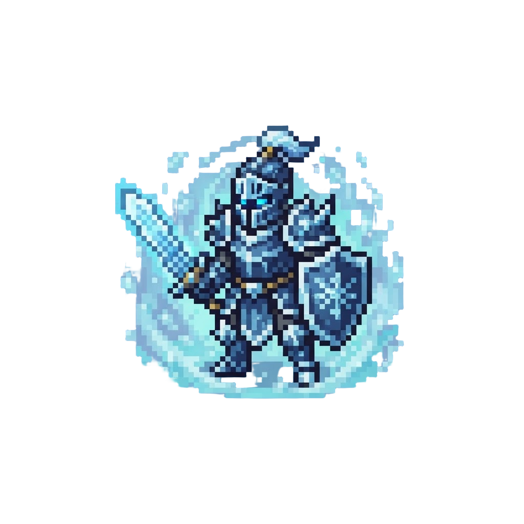 A Frost Knight Surrounded by Icy Mist