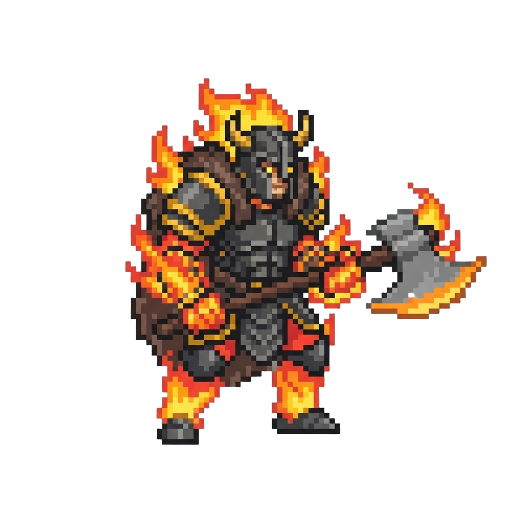A Flame-infused Berserker with Fiery Gauntlets