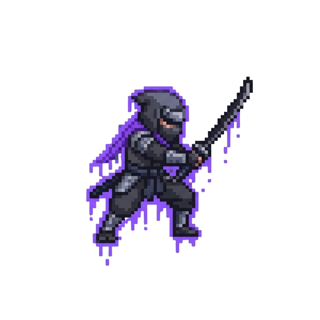 A Shadow Ninja Dripping with Violet Aura