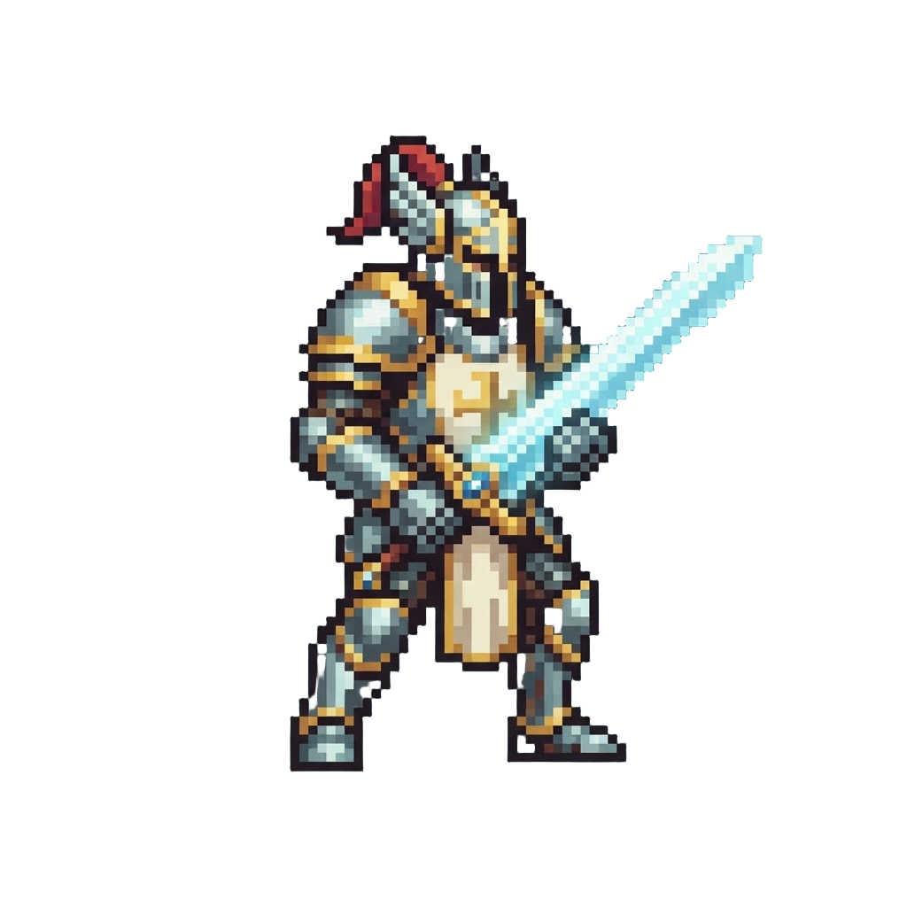 A Armored Paladin with a Glowing Broadsword