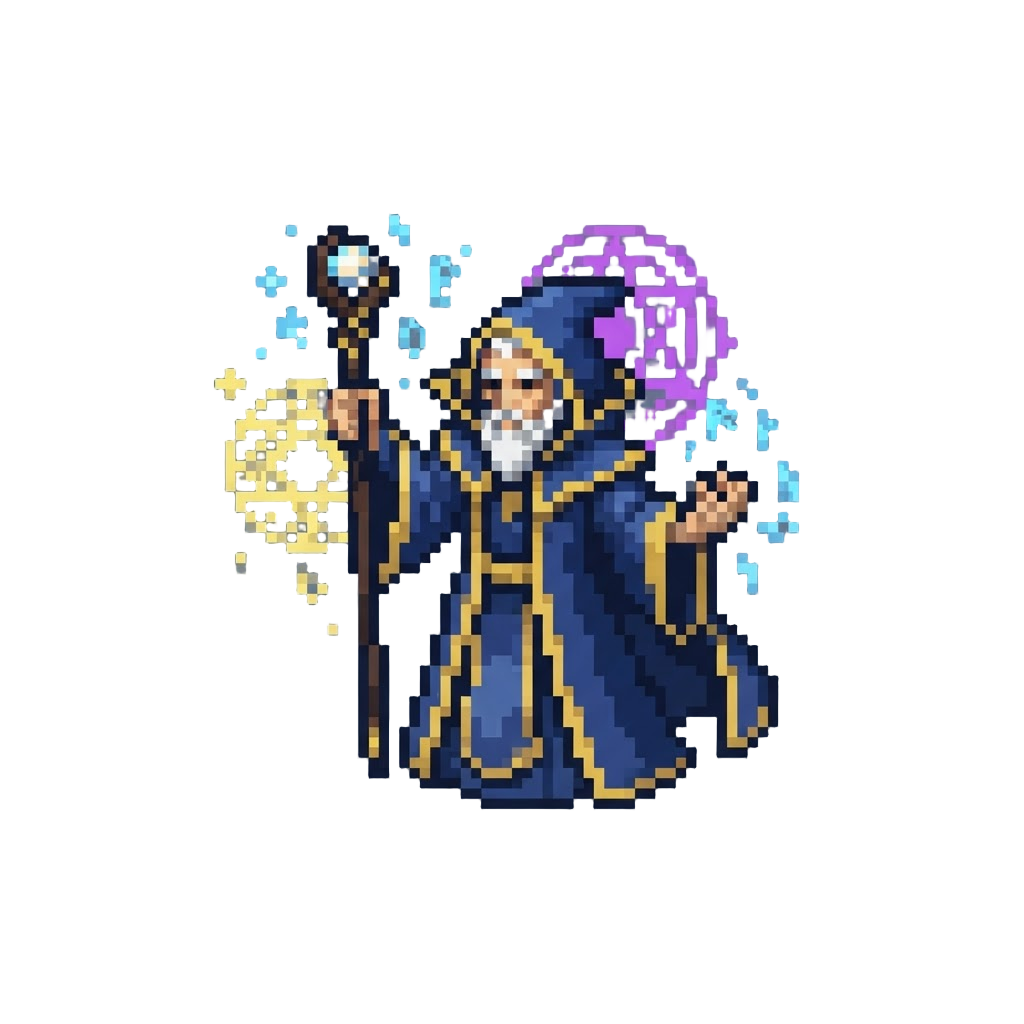 A High Ethereal Archmage with Floating Glyphs