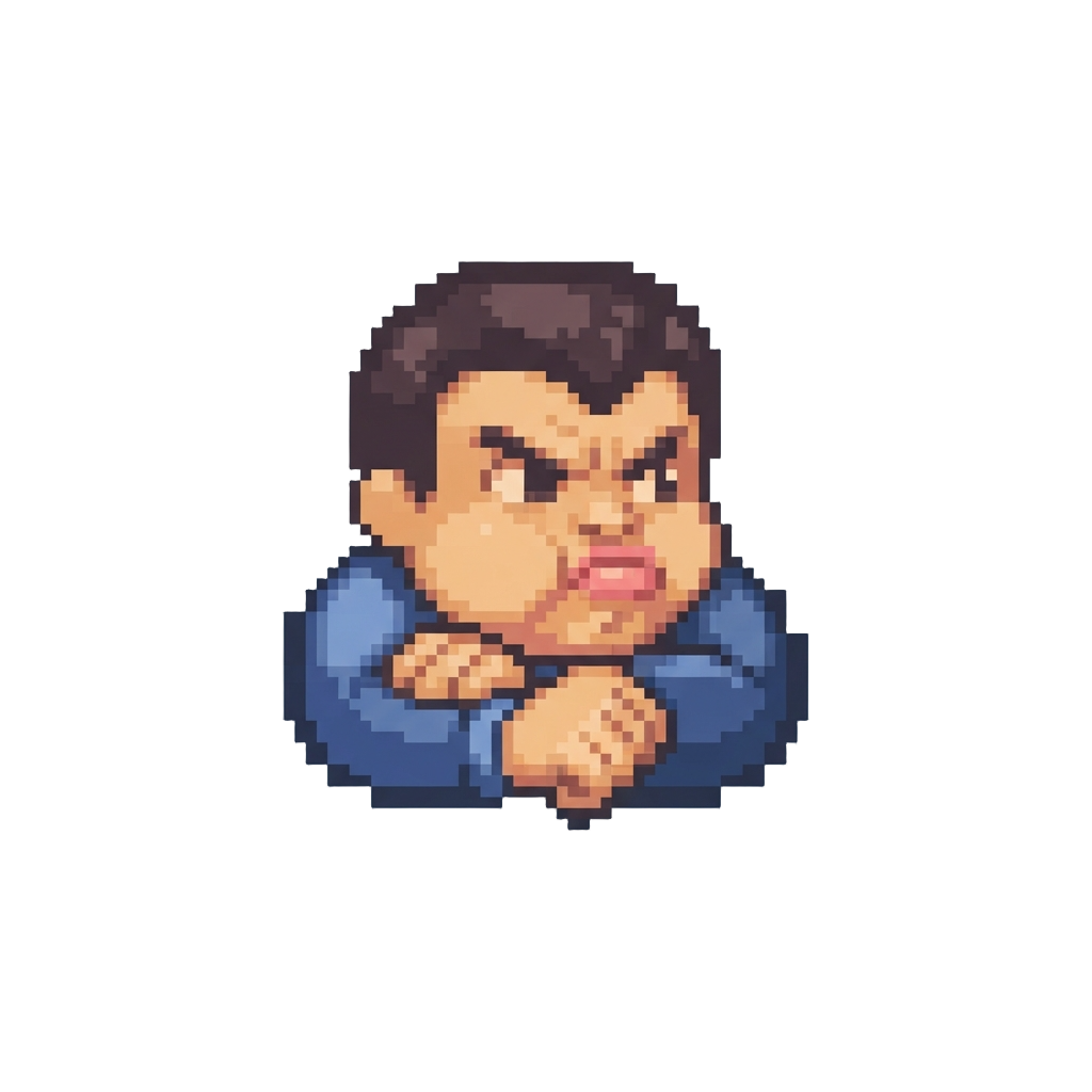 A Pouting Face with Crossed Arms