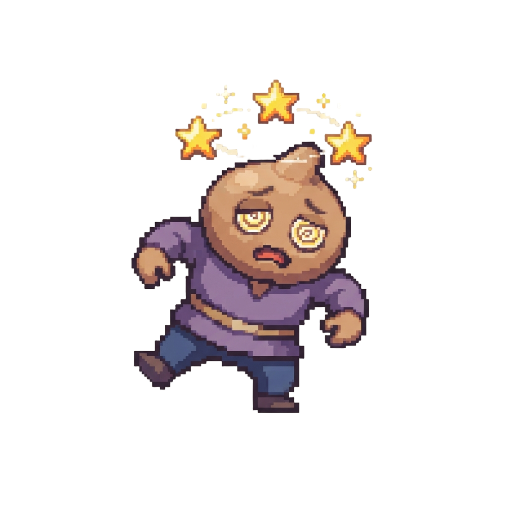 A Cartoonish Dizzy Posture with Spinning Stars
