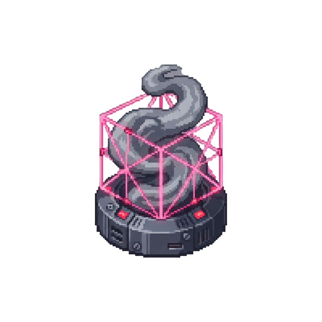 Giant Smoke Plumes and Glowing Neon Pink Laser Grids