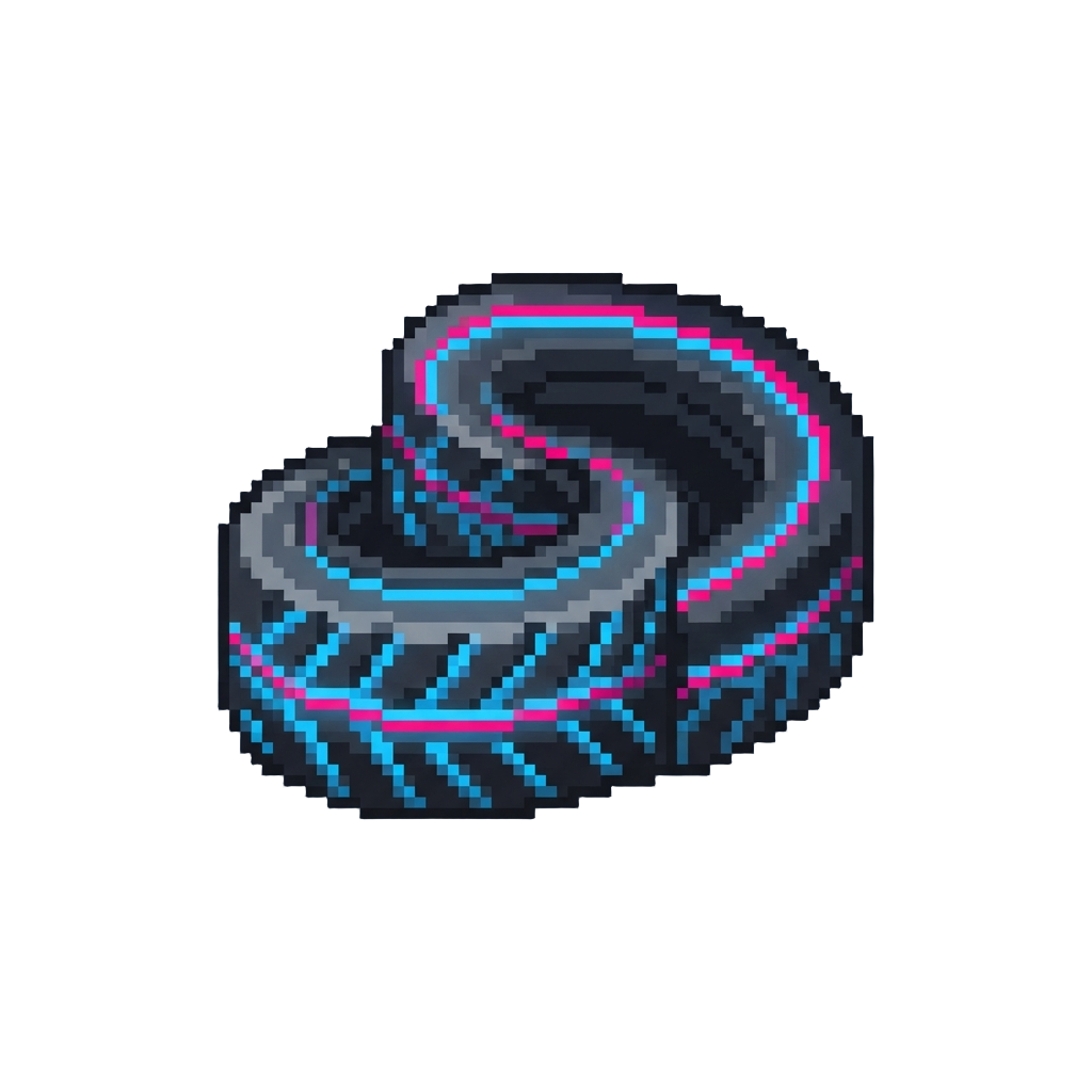 Zigzagging Glowing Neon Tire Tracks