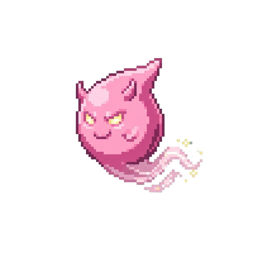 A Mischievous Glowing Pink Spirit