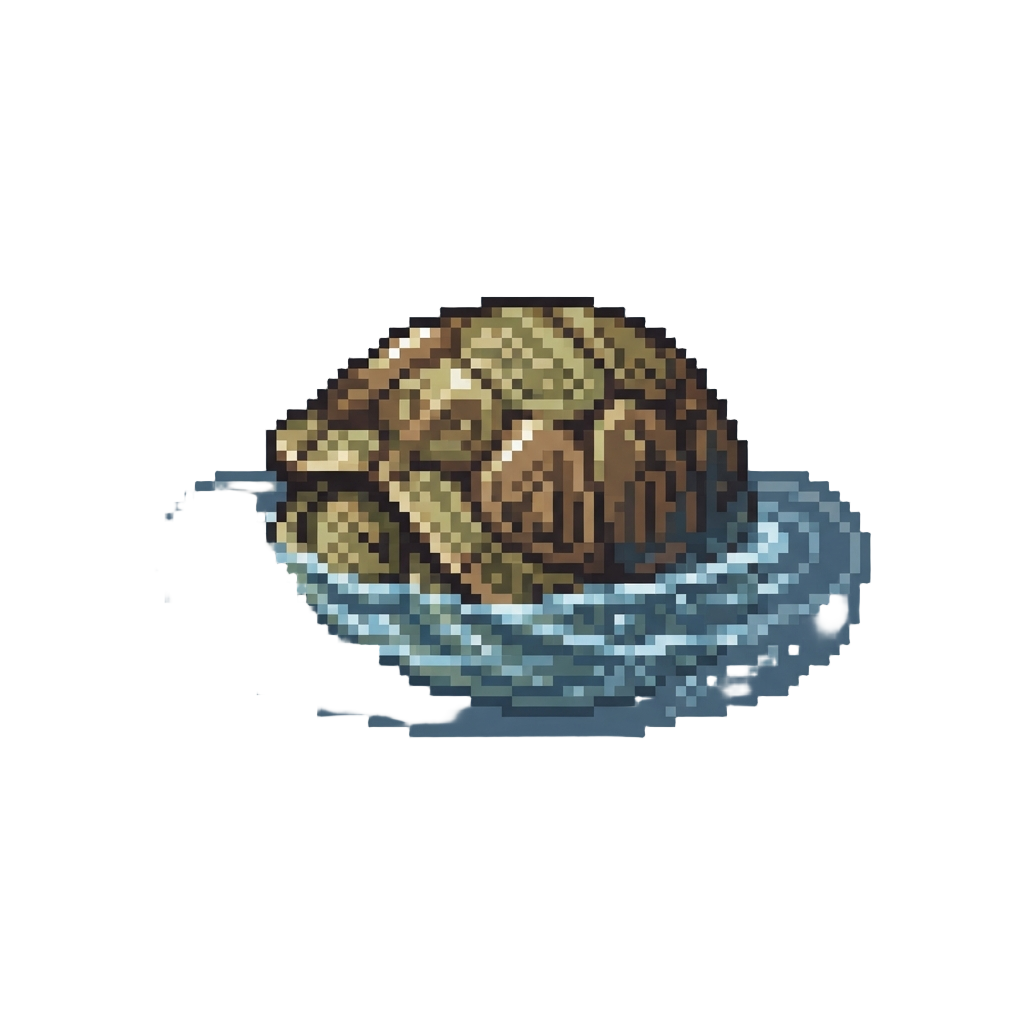 A Photo Showing Just the Turtle's Shell Slipping Under Water
