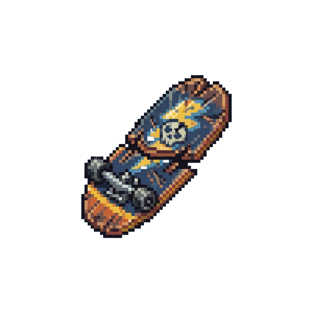 A Flying Broken Skate Deck Badge